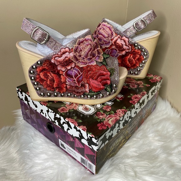 Jeffrey Campbell Cadbury Glitter Red Floral Sandal - Picture 2 of 11